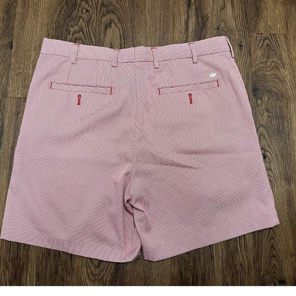 Peter Millar Crown Sport Striped Pink Chino Shorts Mens 32 Golf Preppy Polyester - Picture 2 of 6